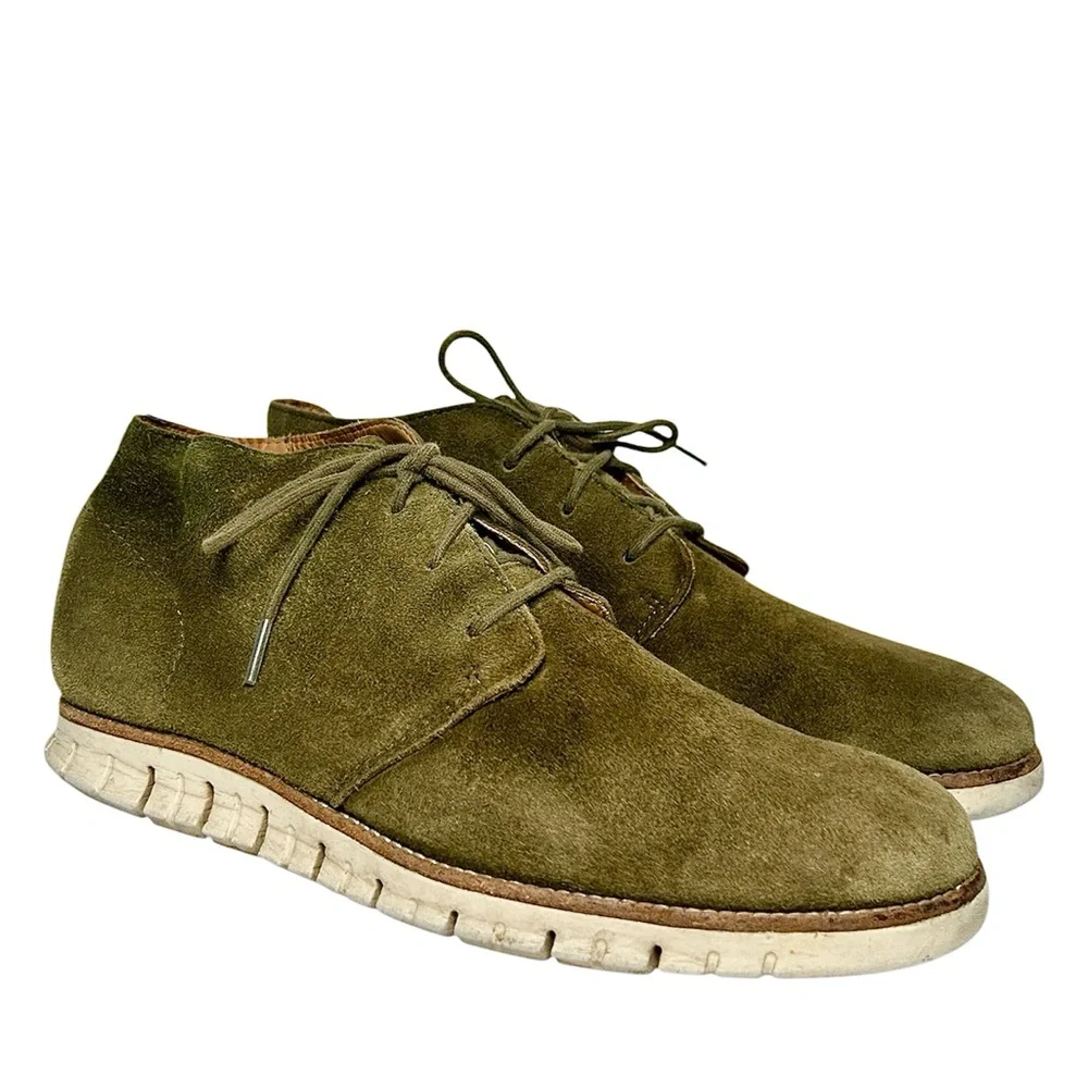 Cole Haan Grand Øs Olive Green Suede Chukka Ankle Bootie Men's Shoes Size 11.5